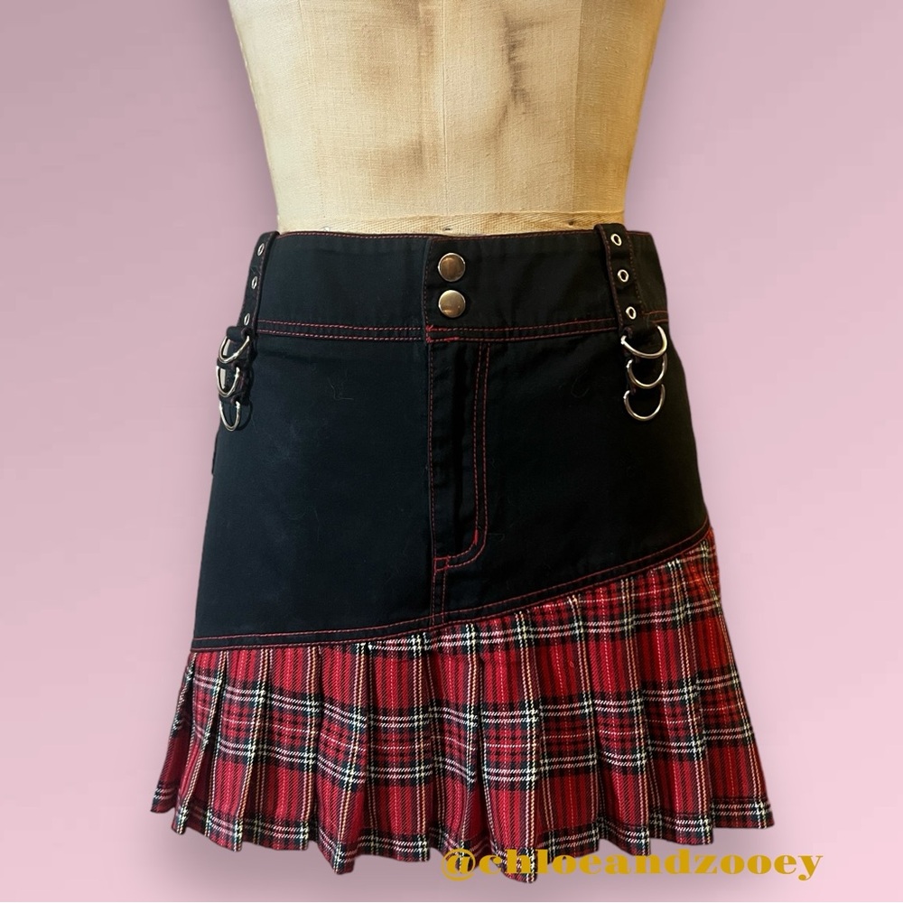 Vintage y2k Plaid Pleated Mini Miniskirt Skirt MallGoth Emo Punk Vintage Retro